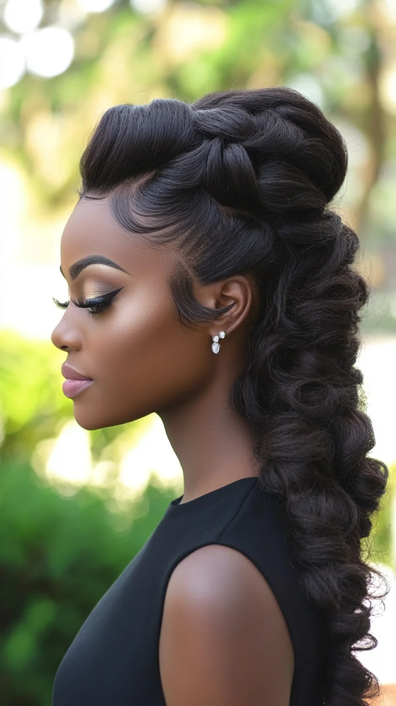 Bold Elegance: The Classic High Puff with Elegant Curls