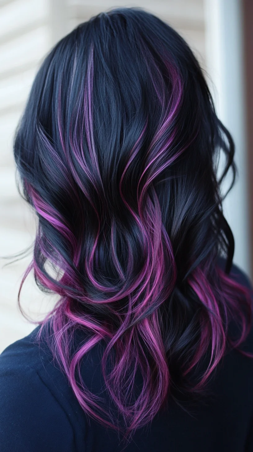 Bold Ombre Waves: Elevate Your Look with Dark Roots and Vivid Pink Highlights