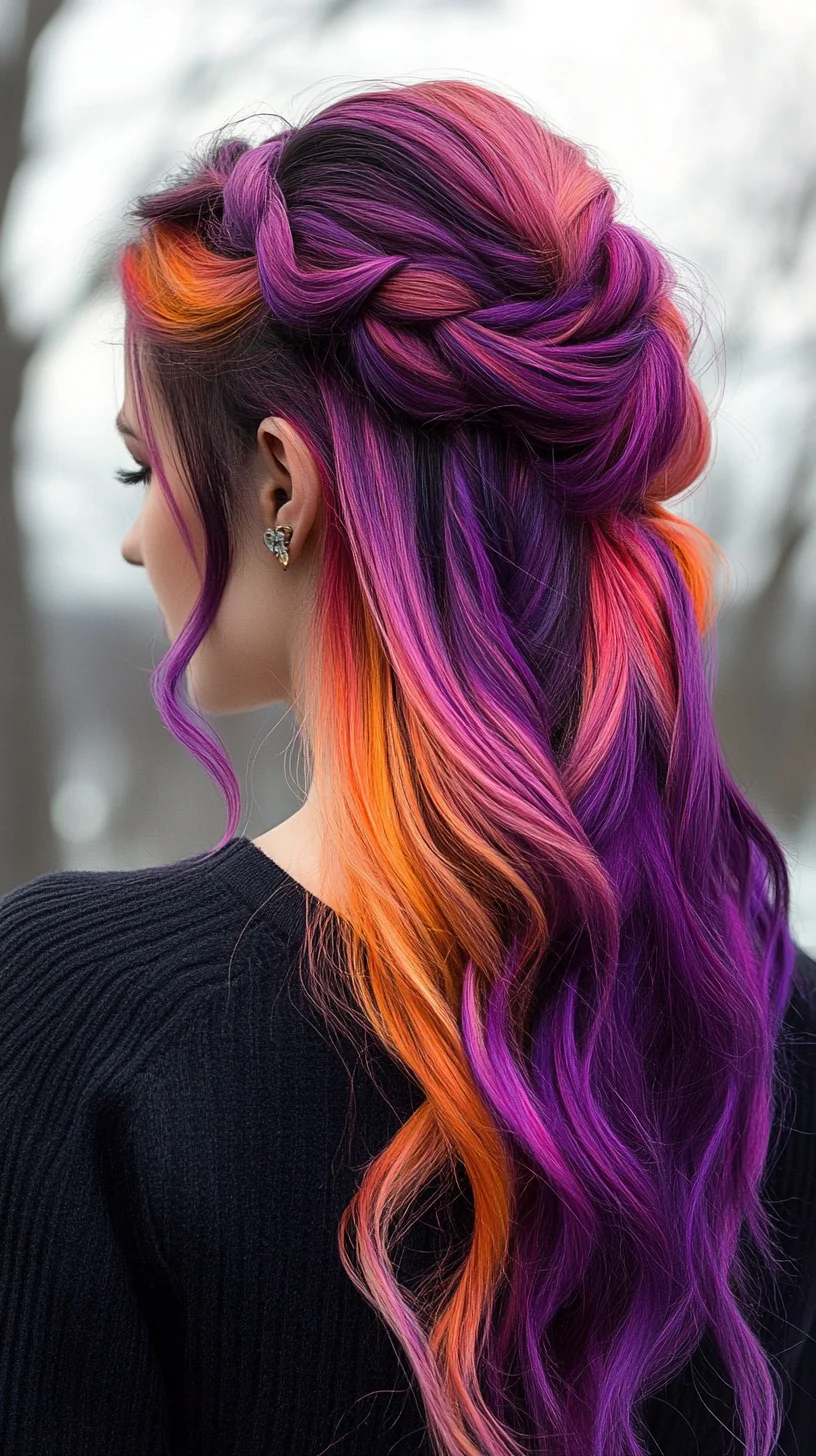 Bold Ombre Waves with Braided Accents: A Vibrant Hair Trend