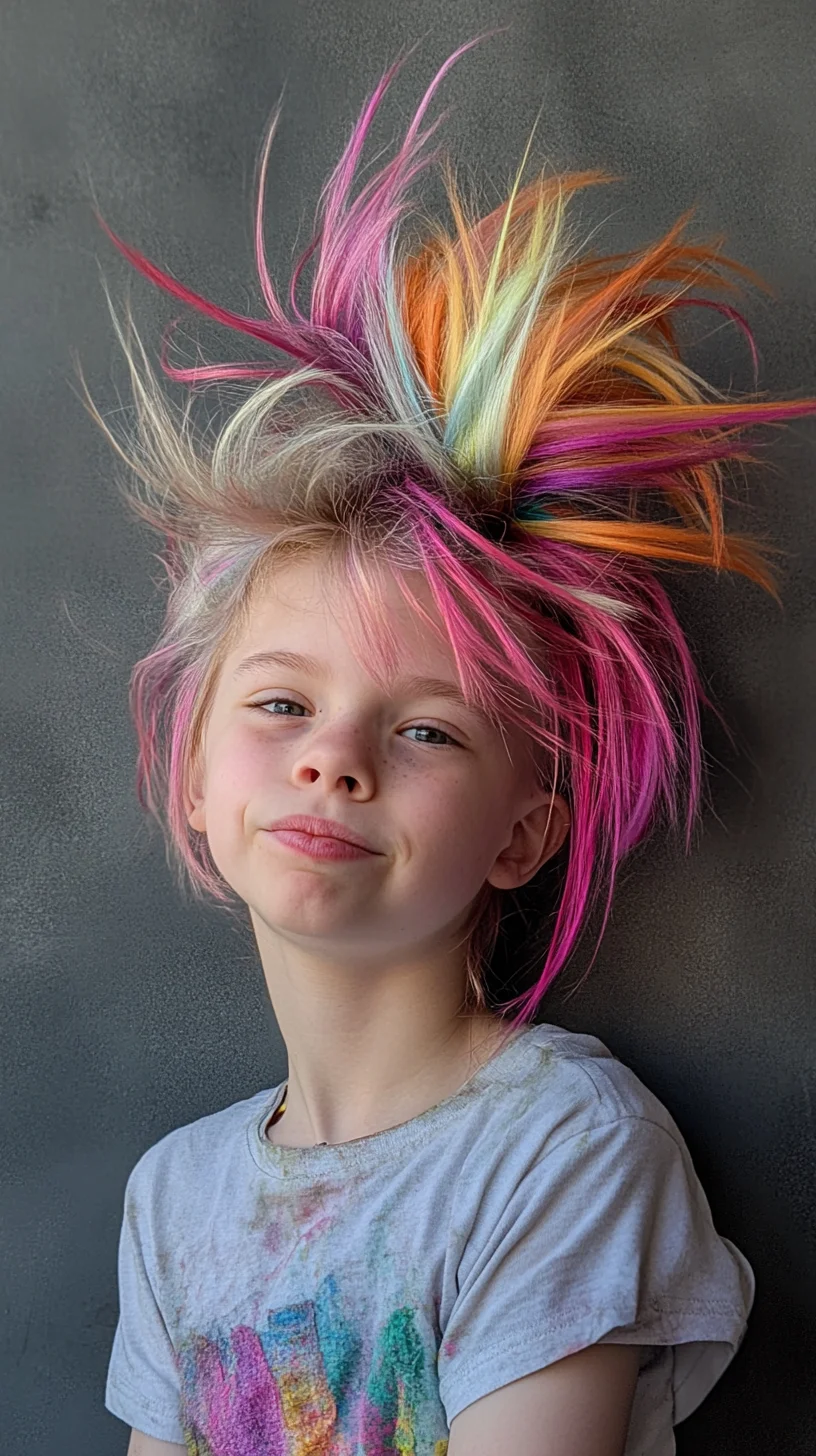 Boldly Playful: A Multi-Color Spiked Hairstyle for Creative Kids