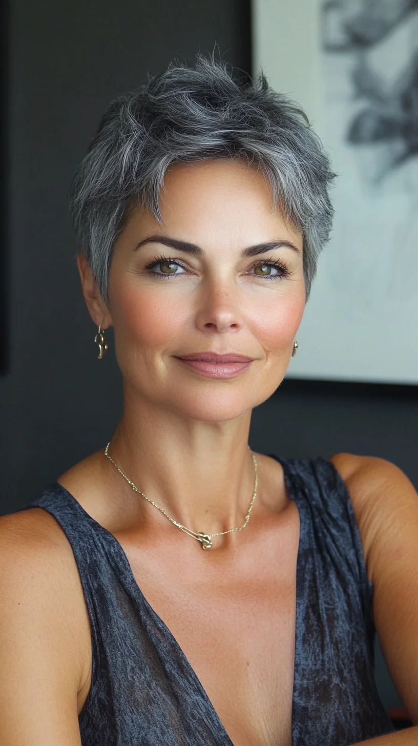 Chic, Effortless Pixie: Embrace Modern Elegance with a Touch of Gray