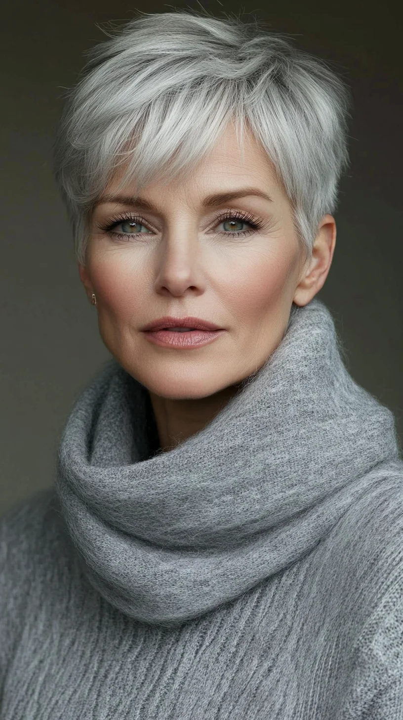 Effortless Elegance: The Chic Short Silver Pixie for Timeless Style