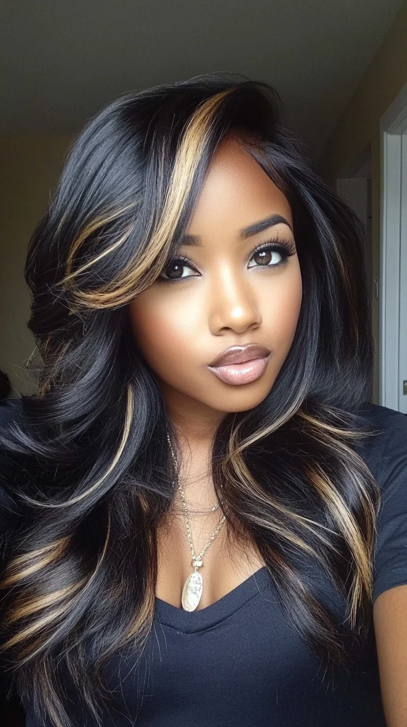 Effortless Glam: Lush Waves with Bold Highlights for a Striking Look