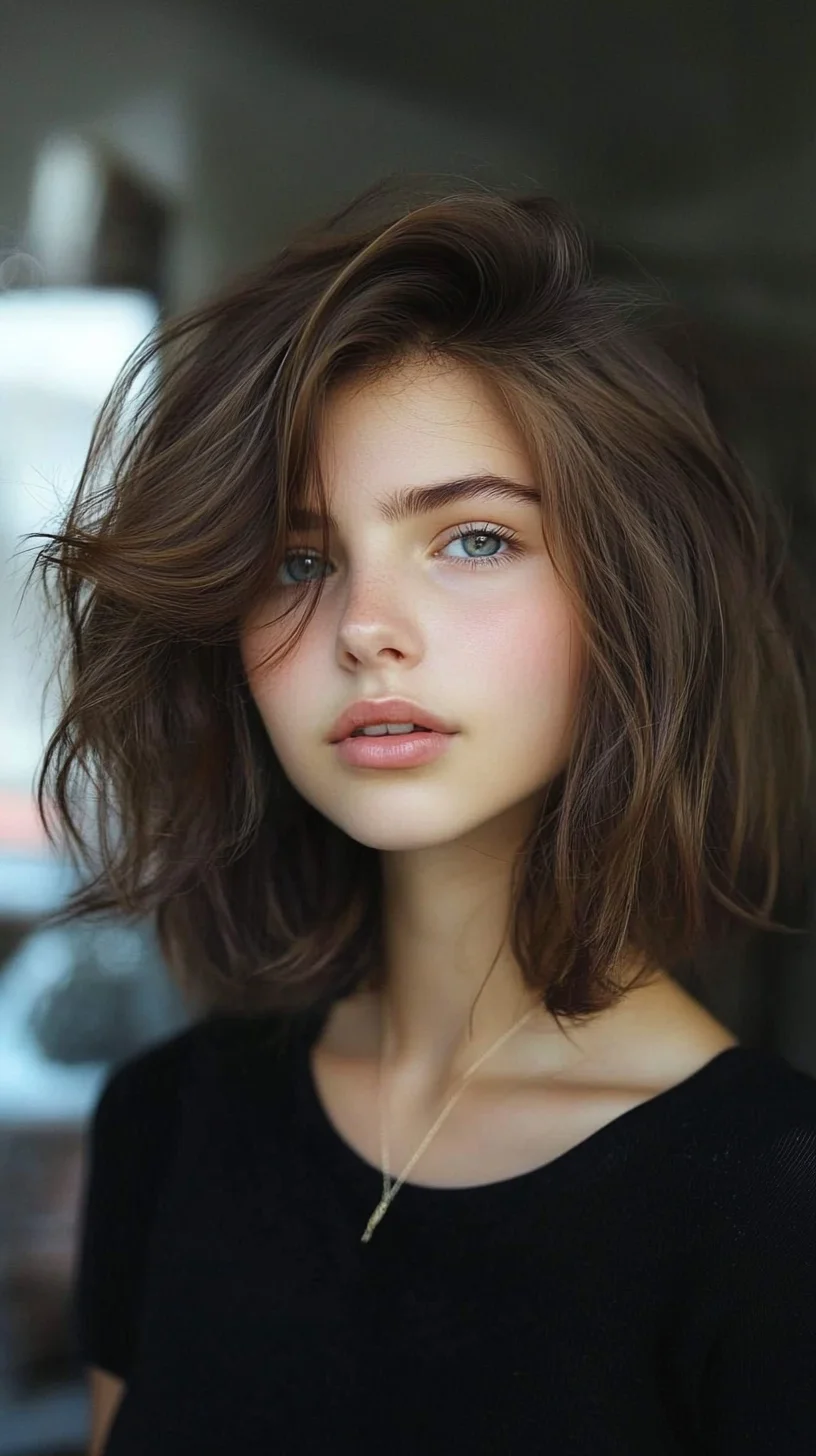 Effortless Waves: The Chic Tousled Bob That Radiates Natural Elegance