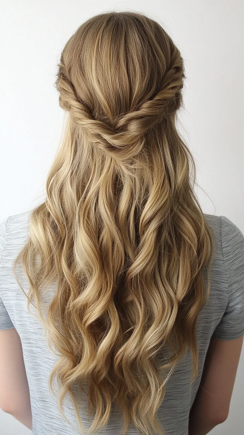 Effortless Waves with Intricate Twisted Half-Up Style