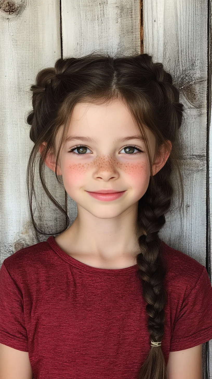 Effortlessly Charming: The Braided Crown with Playful Side Braid