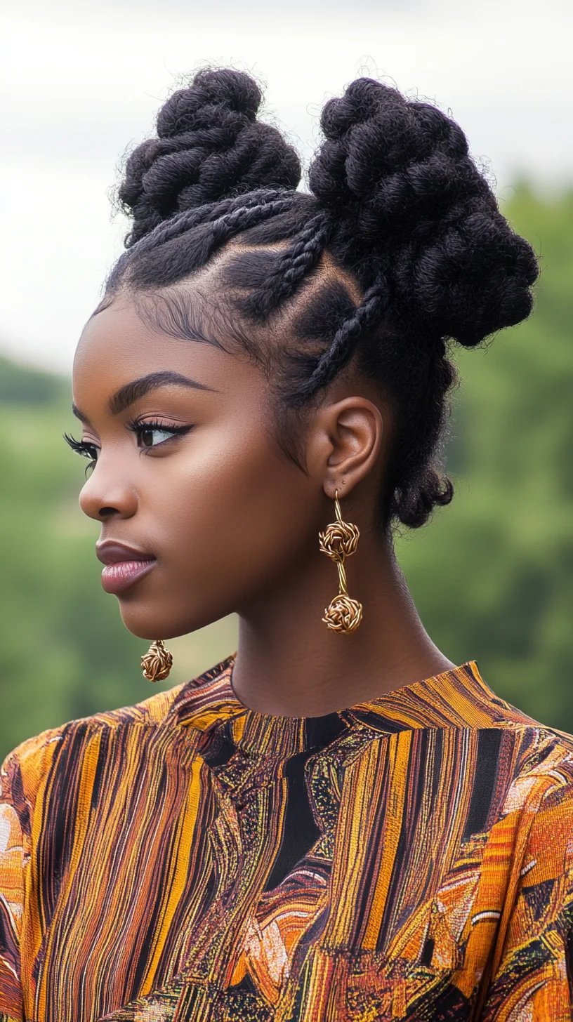 Effortlessly Chic: Double Buns with Braided Accents for a Stunning Look