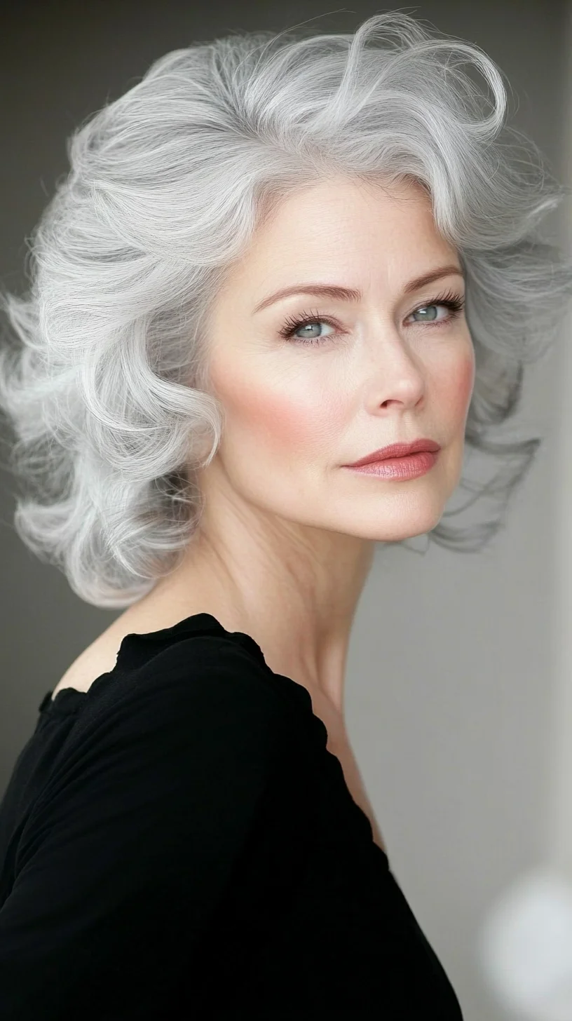 Effortlessly Chic: Embrace Graceful Volume with Stylish Silver Curls