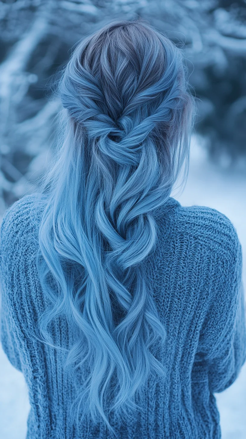 Effortlessly Chic: Embrace the Dazzling Blend of Icy Blue Waves and Braids