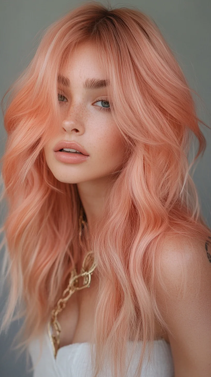 Effortlessly Chic: Embrace the Dreamy Waves of Blush Pink Tresses