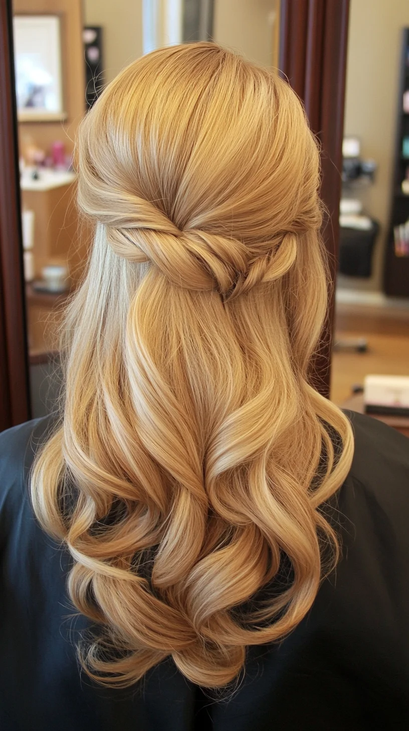 Effortlessly Chic Half-Up Twist with Luxurious Waves