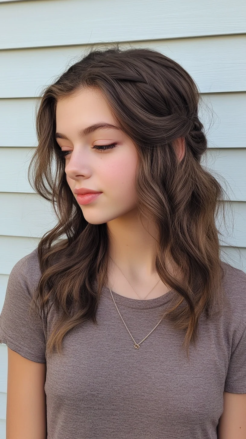 Effortlessly Chic Half-Up Waves: Style Meets Subtle Elegance!