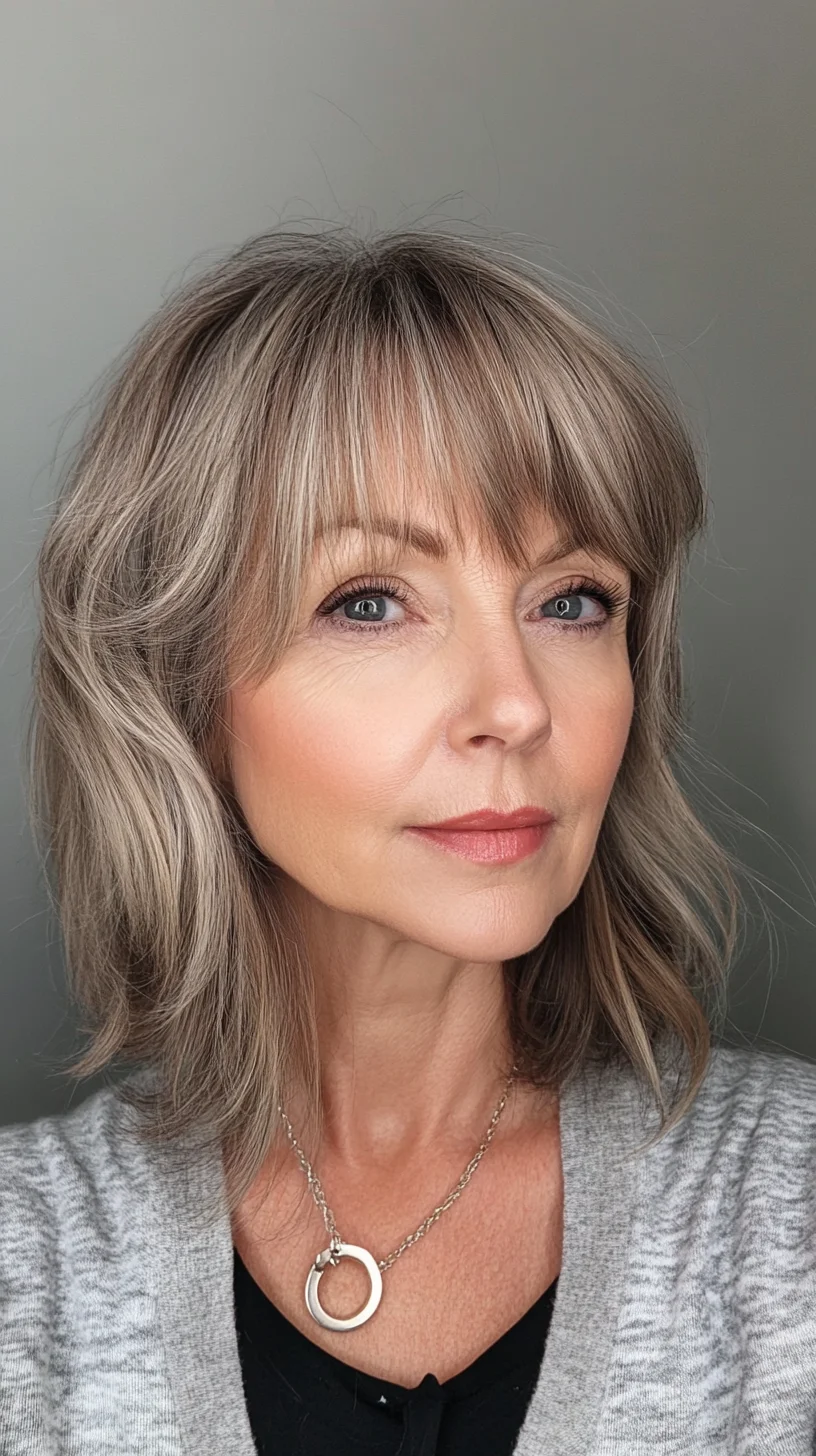 Effortlessly Chic Layered Lob with Soft Bangs for Timeless Elegance