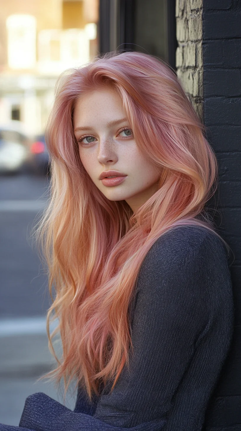 Effortlessly Chic: Long, Dreamy Waves with a Touch of Pastel Perfection