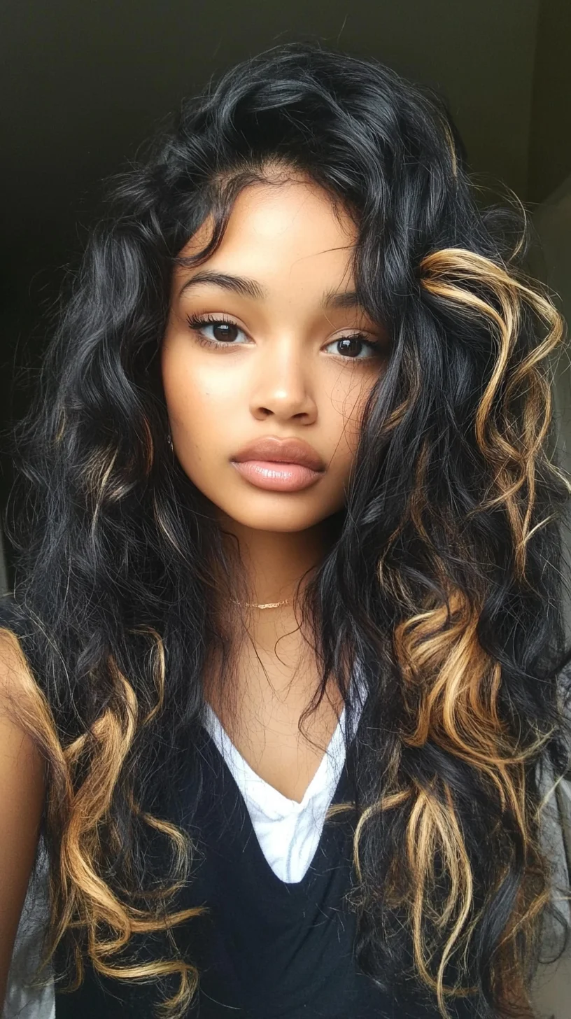 Effortlessly Chic Loose Waves with Striking Caramel Highlights