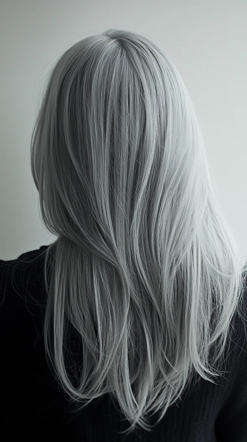 Effortlessly Chic: Luxurious Long Silvery Ombre Locks