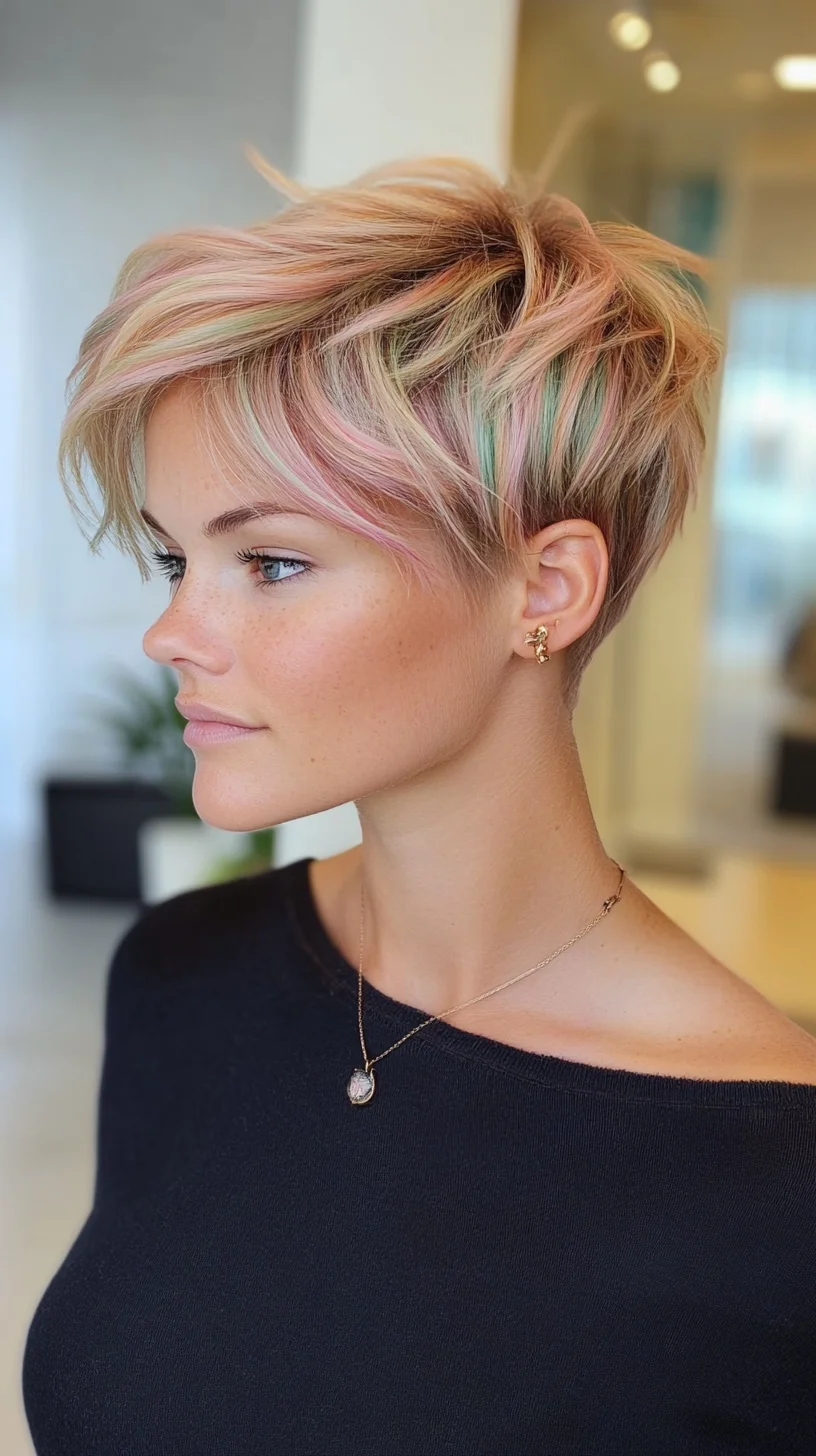 Effortlessly Chic: Pastel Highlights Elevate the Modern Pixie Cut