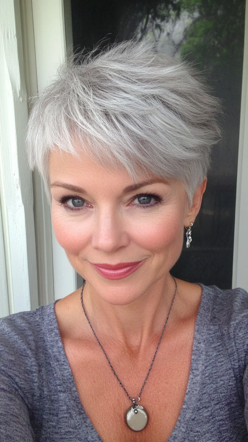 Effortlessly Chic: Short Silvery Pixie Cut for a Modern Edge