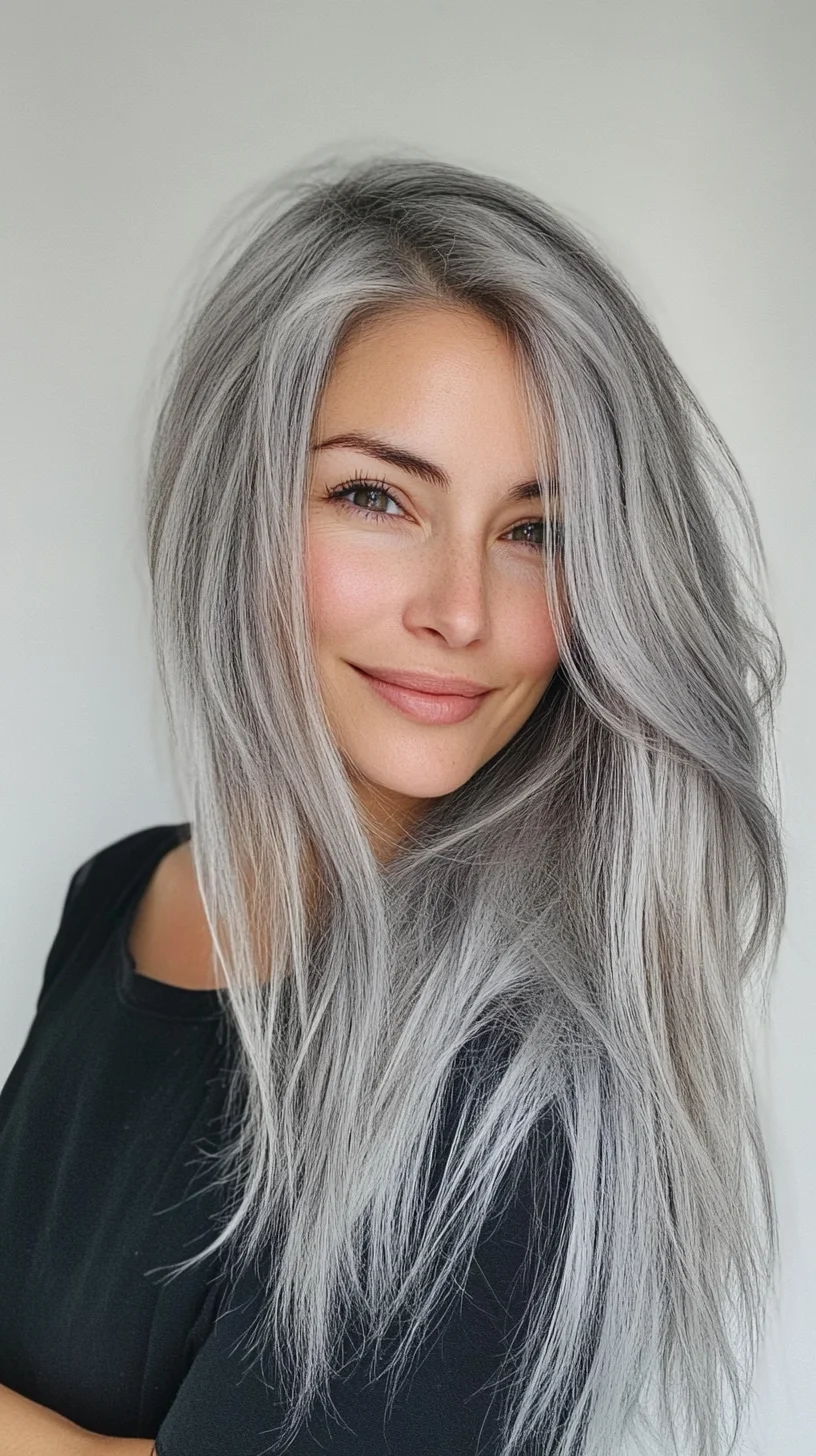 Effortlessly Chic: The Beloved Long Grey Layered Hairstyle