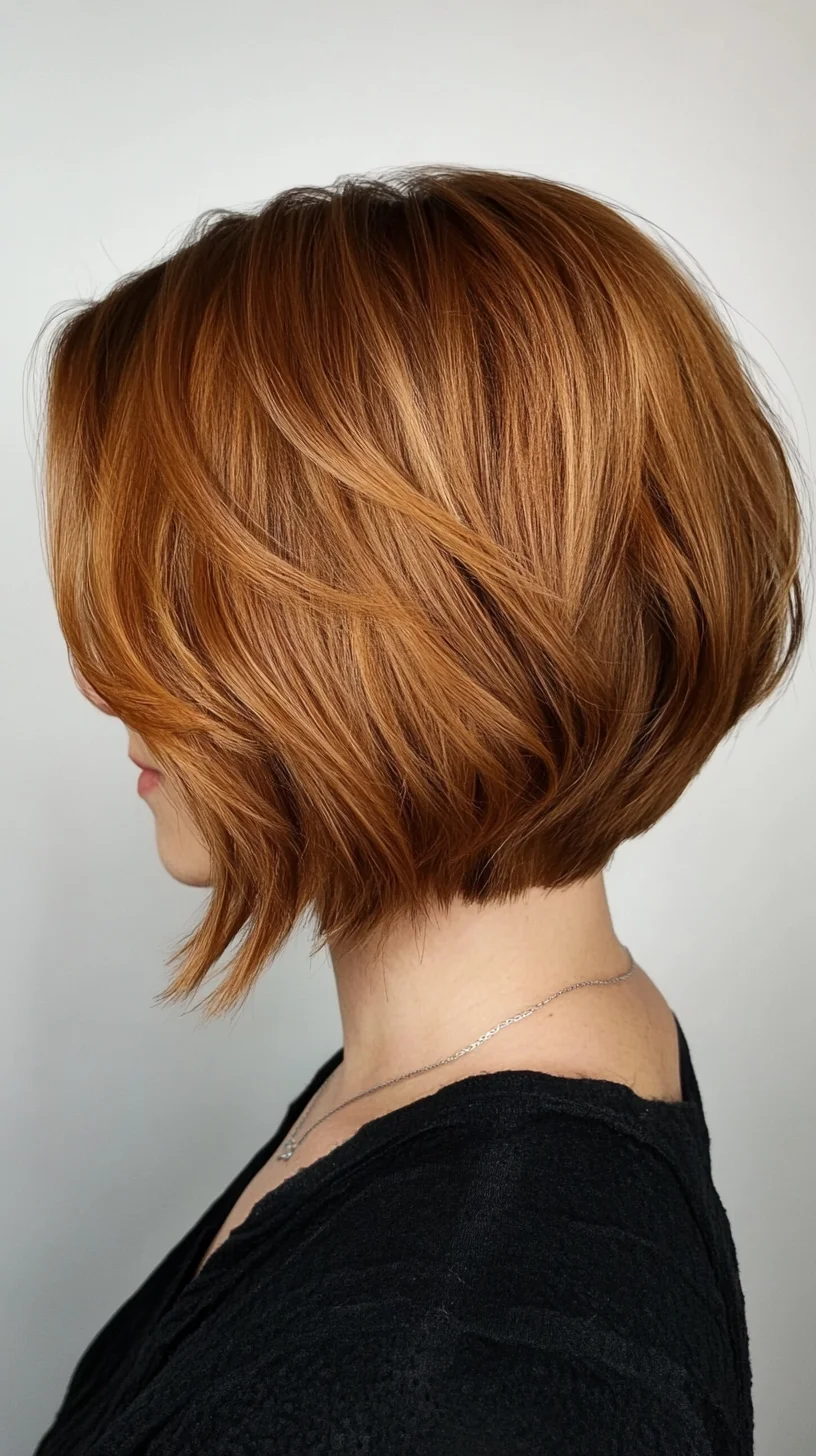 Effortlessly Chic: The Flattering Tousled Bob with Luminous Auburn Highlights