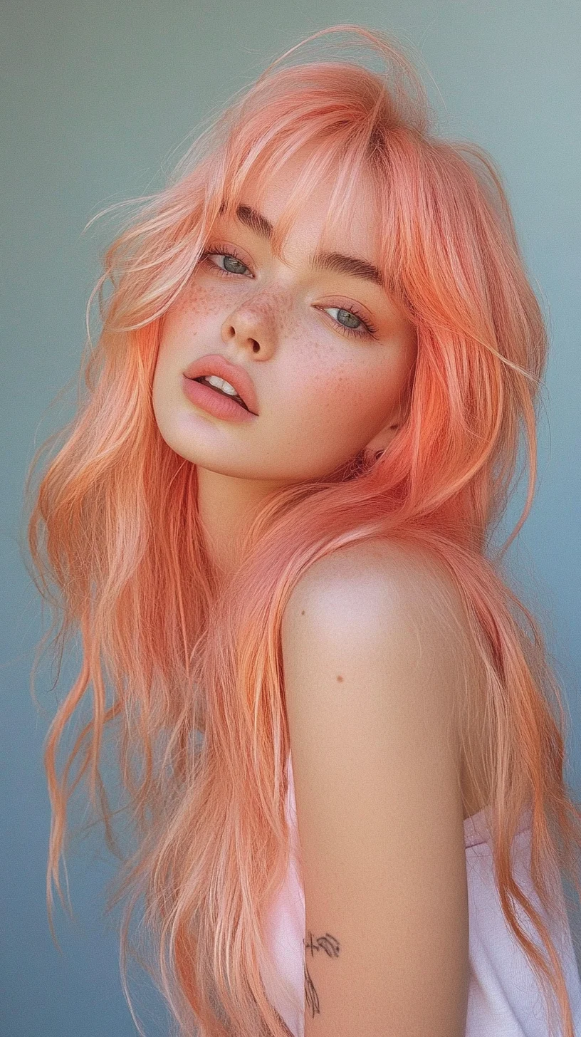 Effortlessly Chic: The Flirty Layered Lob with Vibrant Peach Hues