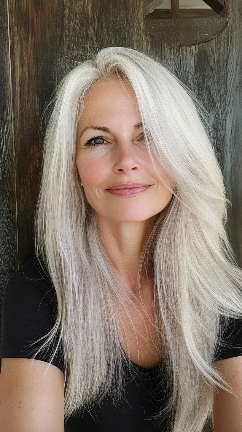 Effortlessly Chic: The Full-Looking Long Silver Mane