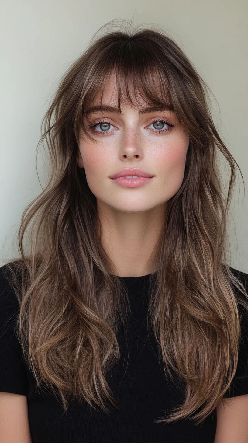 Effortlessly Chic: The Layered Long Bob with Wispy Bangs