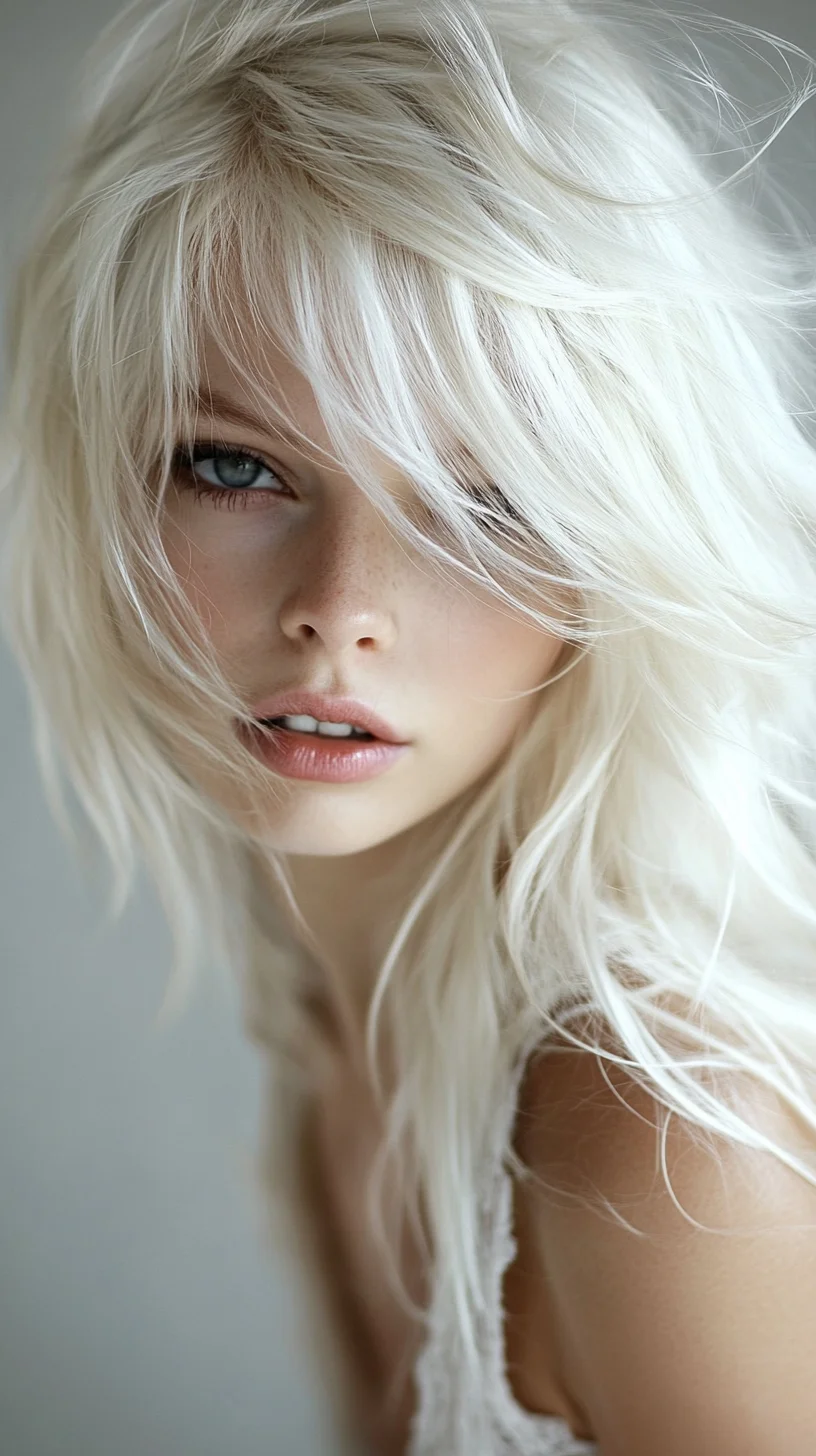 Effortlessly Chic: The Lived-In Beach Waves with Shimmering Platinum Highlights