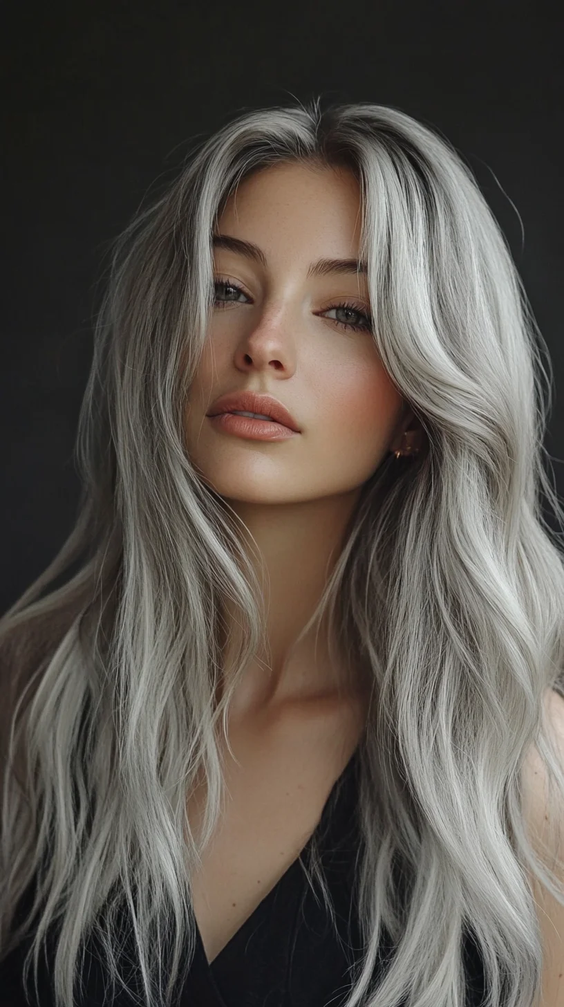 Effortlessly Chic: The Long, Wavy Silver Hair for a Modern Look