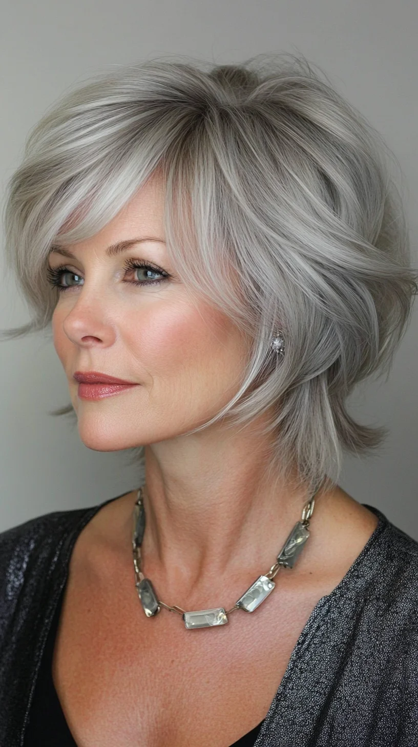 Effortlessly Chic: The Modern Shag with Soft Layers and Silver Shine