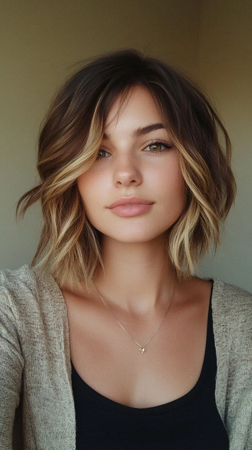 Effortlessly Chic Wavy Lob with Subtle Highlights for a Fresh Look