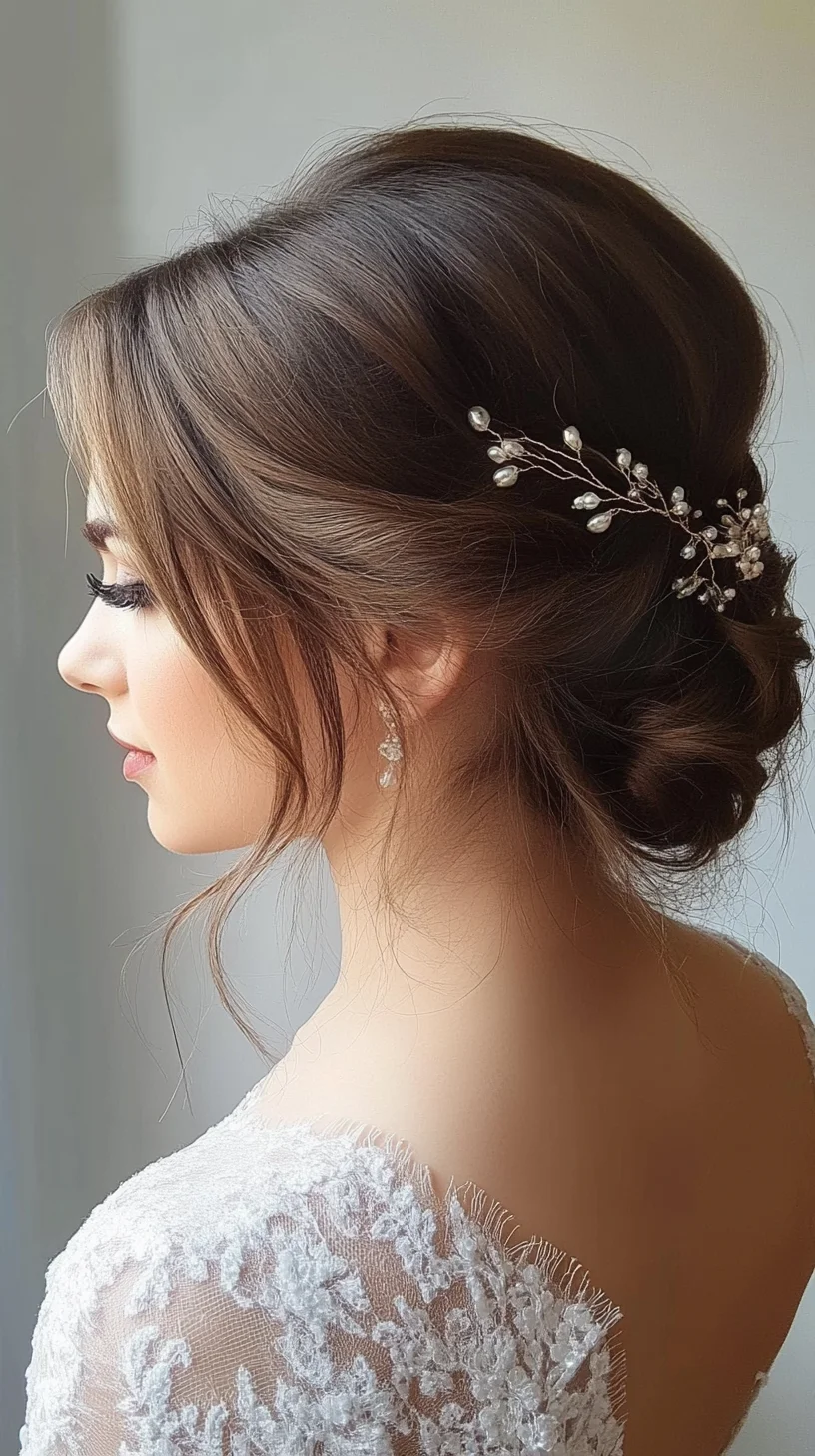 Effortlessly Elegant Chignon with Delicate Pearl Accents