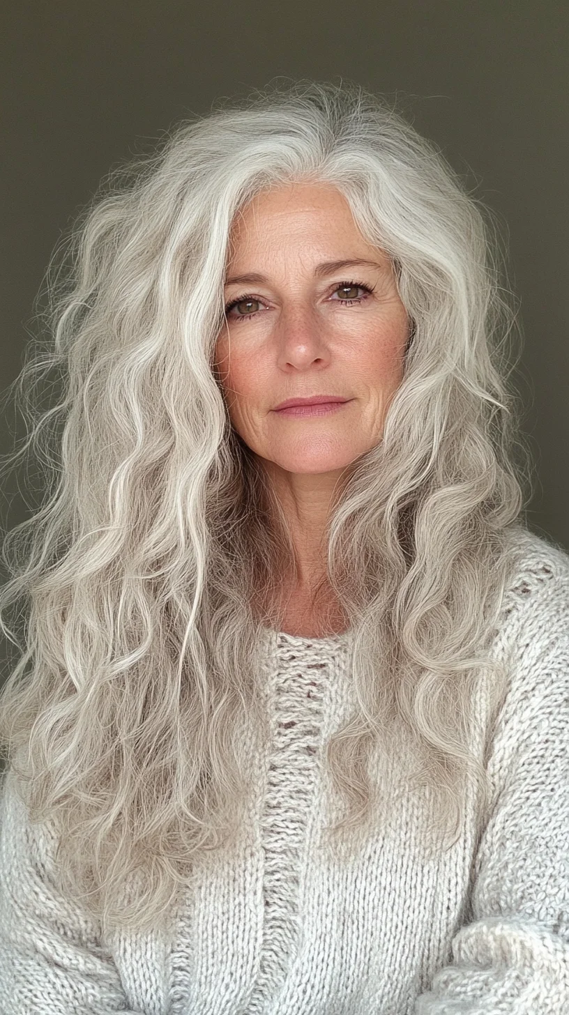 Effortlessly Elegant: Embrace Natural Waves with Gorgeous Silver Strands