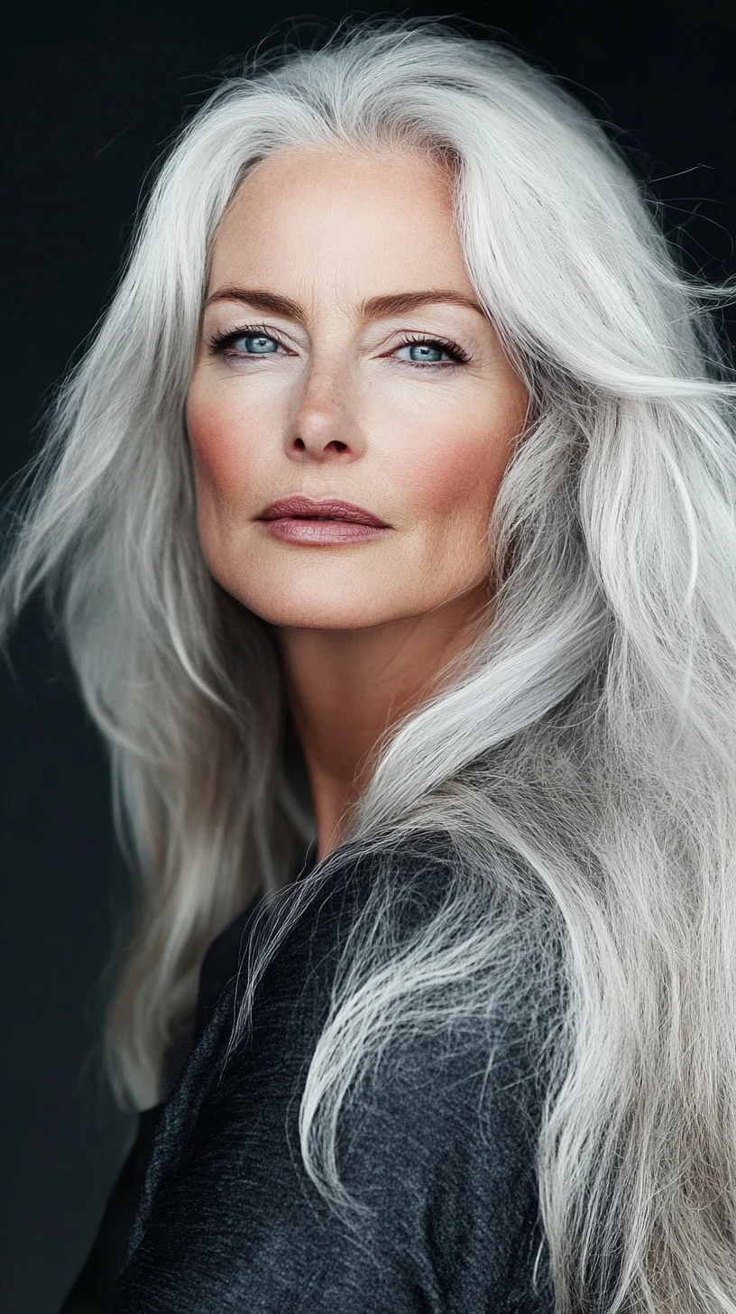 Effortlessly Elegant: Embrace the Beauty of Long, Silver-Lined Locks