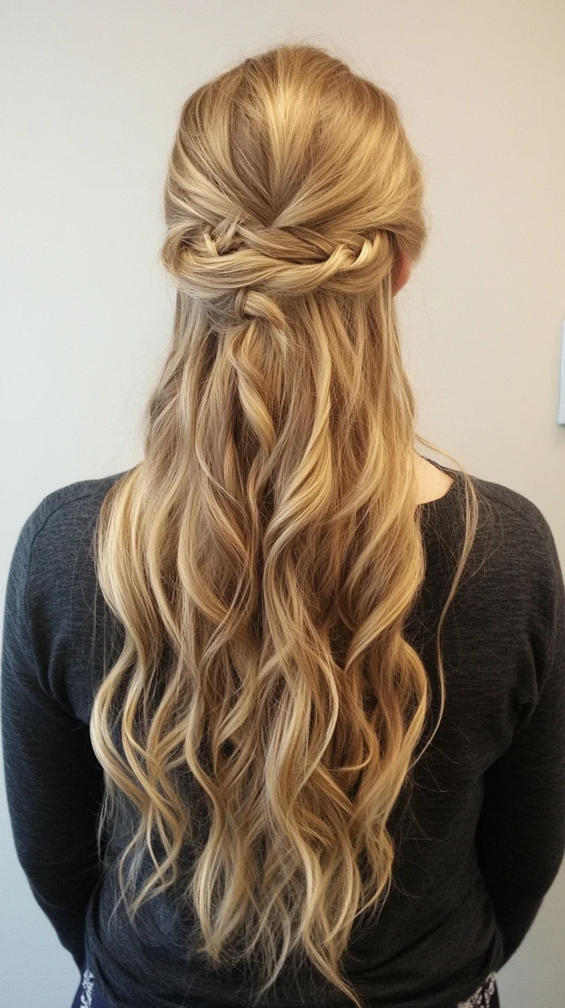 Effortlessly Elegant Half-Up Bohemian Waves for Any Occasion