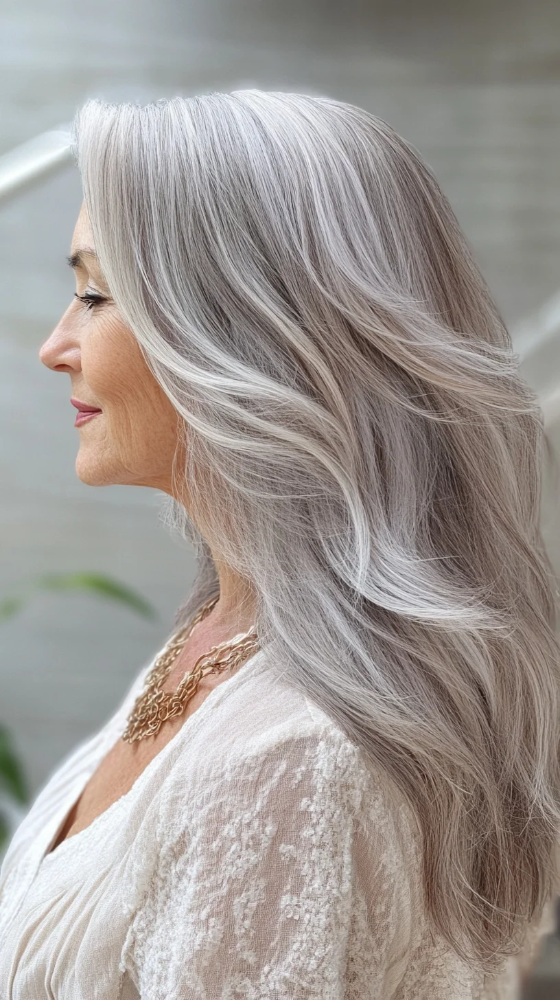 Effortlessly Elegant: The Chic Long Silver Waves for a Timeless Look