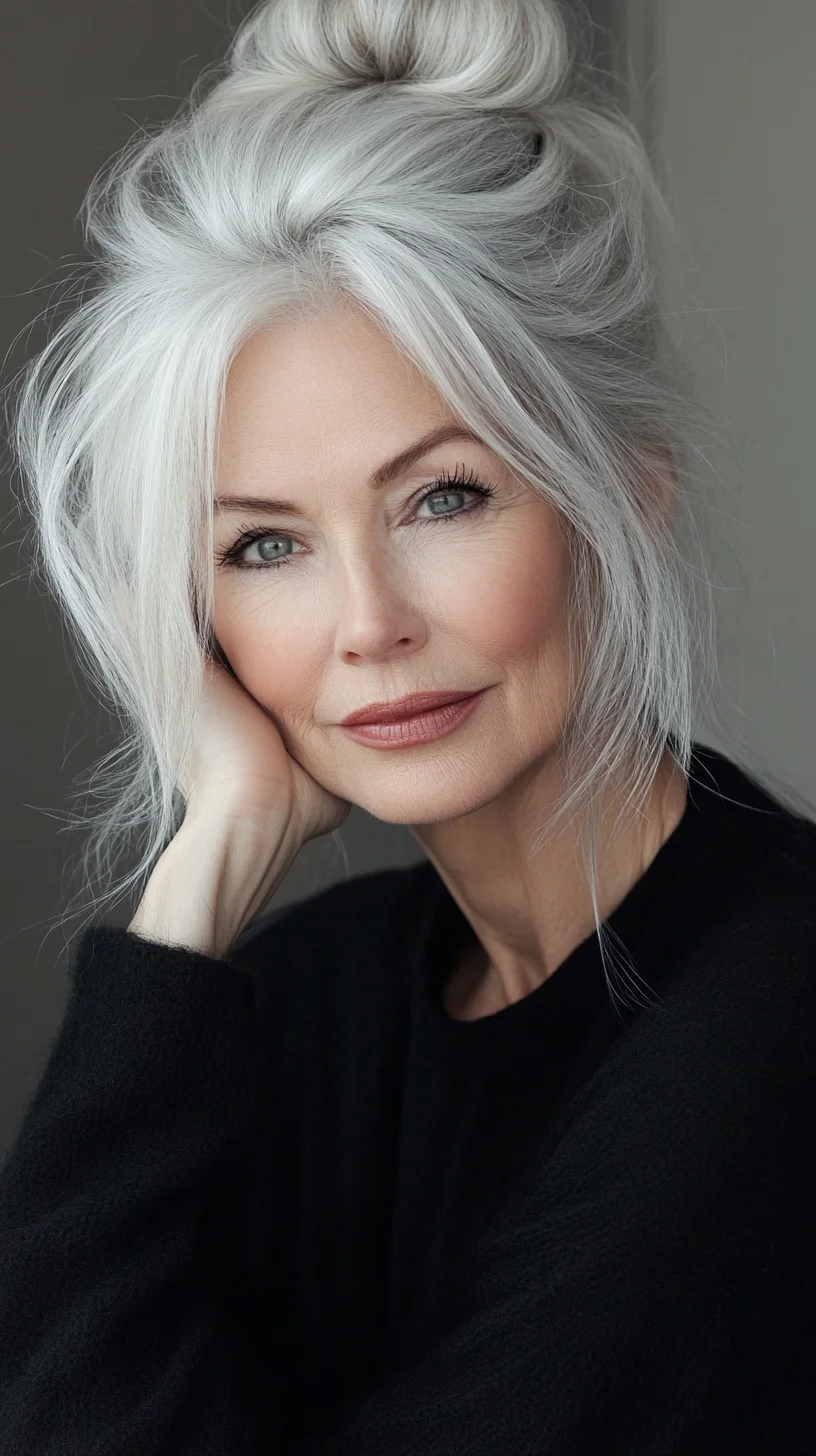 Effortlessly Elegant: The Chic Updo for Mature Silver Hair