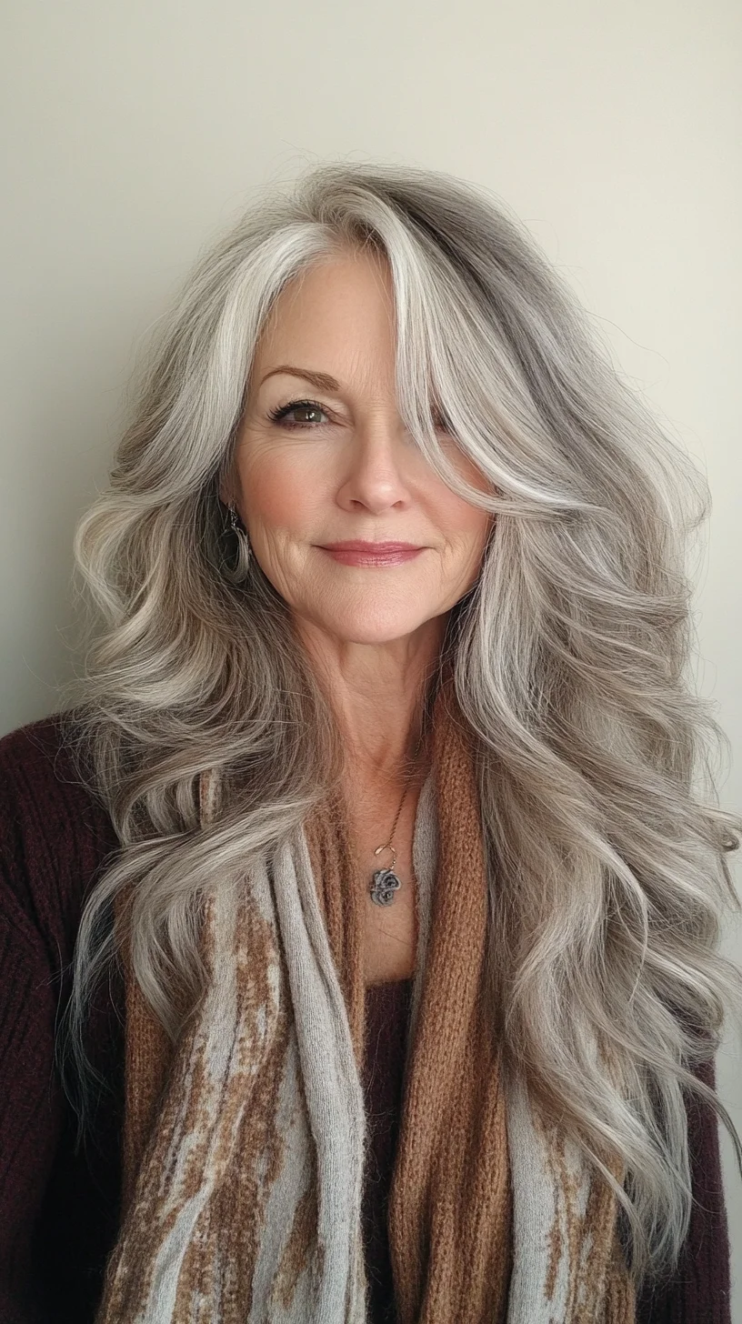 Effortlessly Elegant: Voluminous Silver Waves for Timeless Beauty