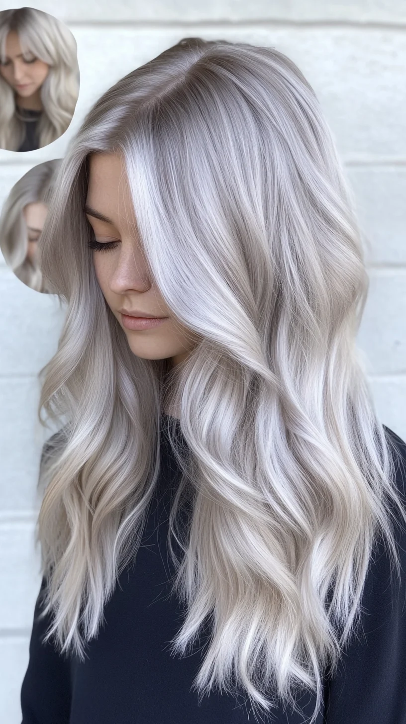 Effortlessly Glamorous Beachy Waves with a Modern Silver Twist