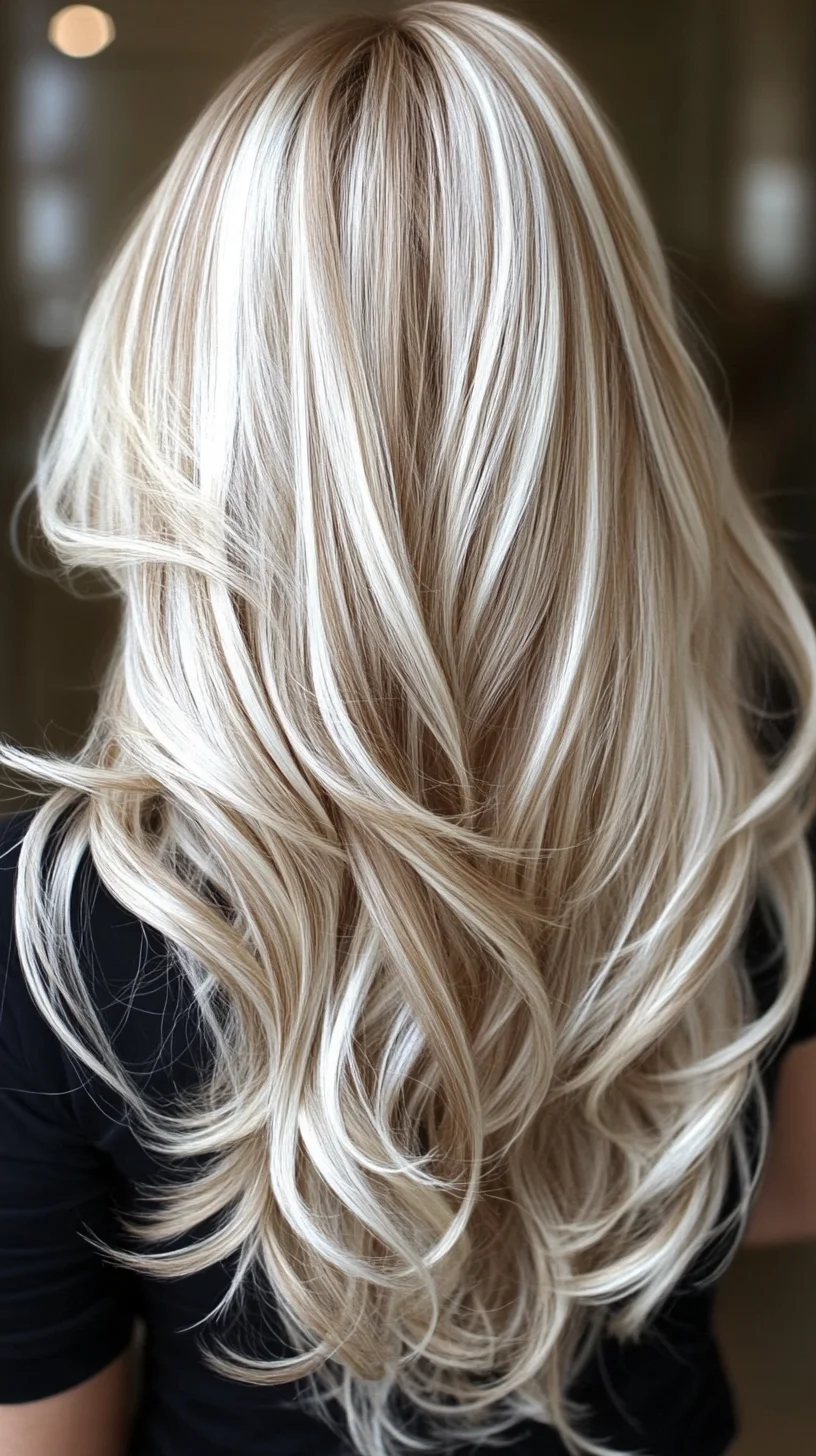 Effortlessly Glamorous Layered Waves with Stunning Blonde Highlights