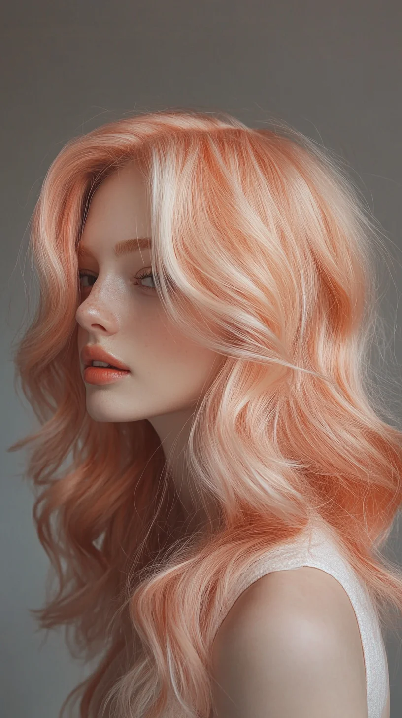 Effortlessly Glamorous Waves with a Peachy Twist