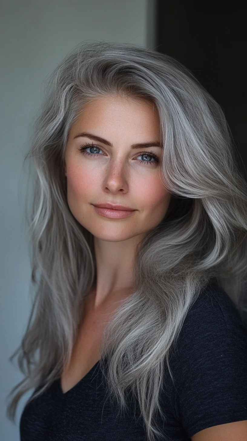 Effortlessly Radiant: Embrace the Allure of Windswept Silver Tresses