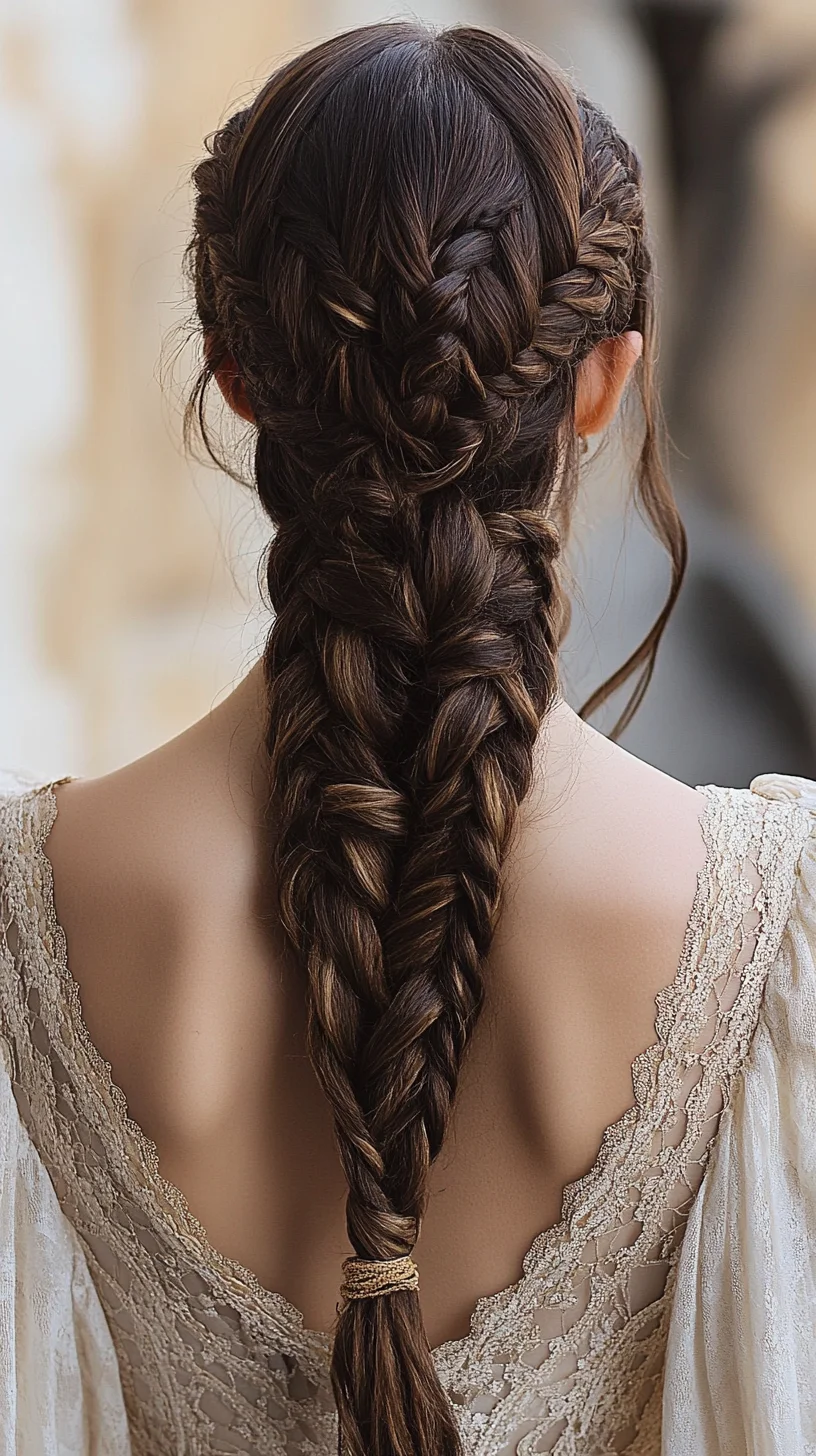 Elegant Braided Cascade: A Timeless Updo for Effortless Sophistication