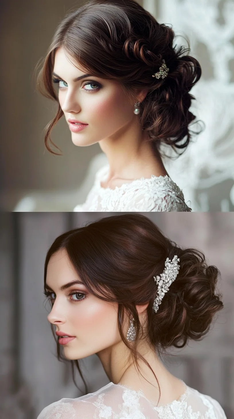 Elegant Updo with Romantic Waves and Sparkling Accents for Timeless Beauty