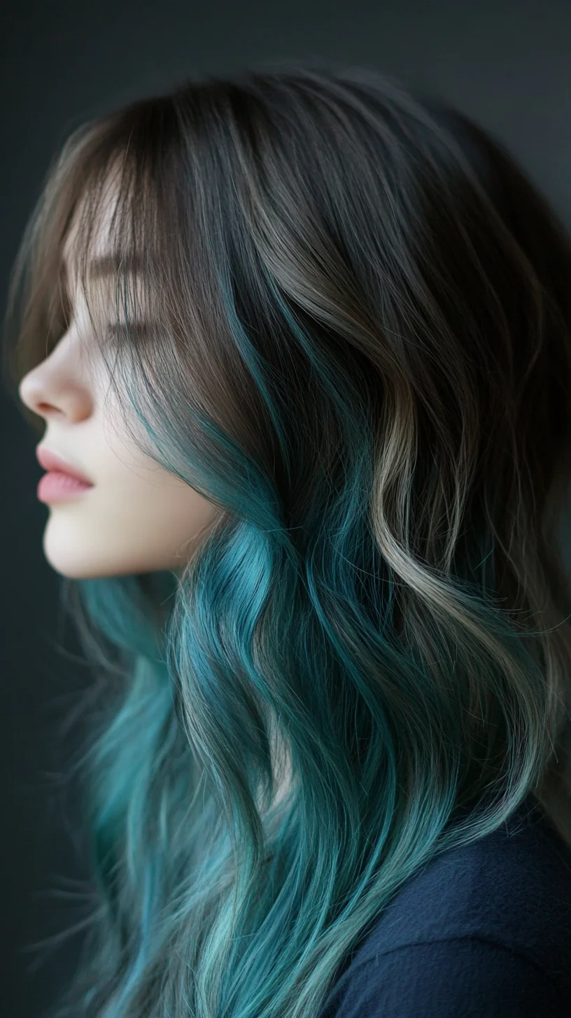 Elevate Your Look with Iridescent Waves and Bold Teal Highlights