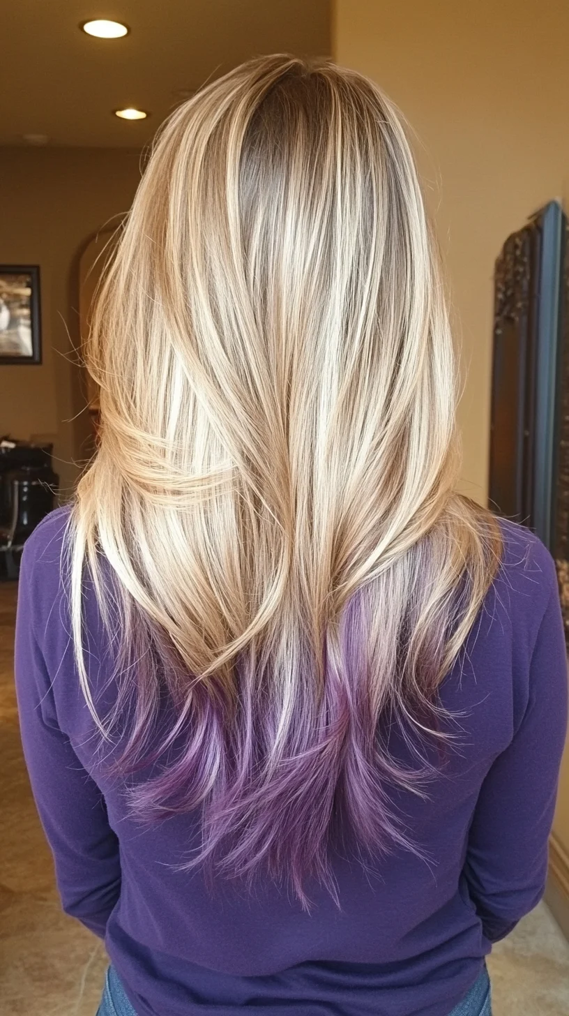 Elevate Your Look with Stunning Blonde Locks and Playful Purple Ombre