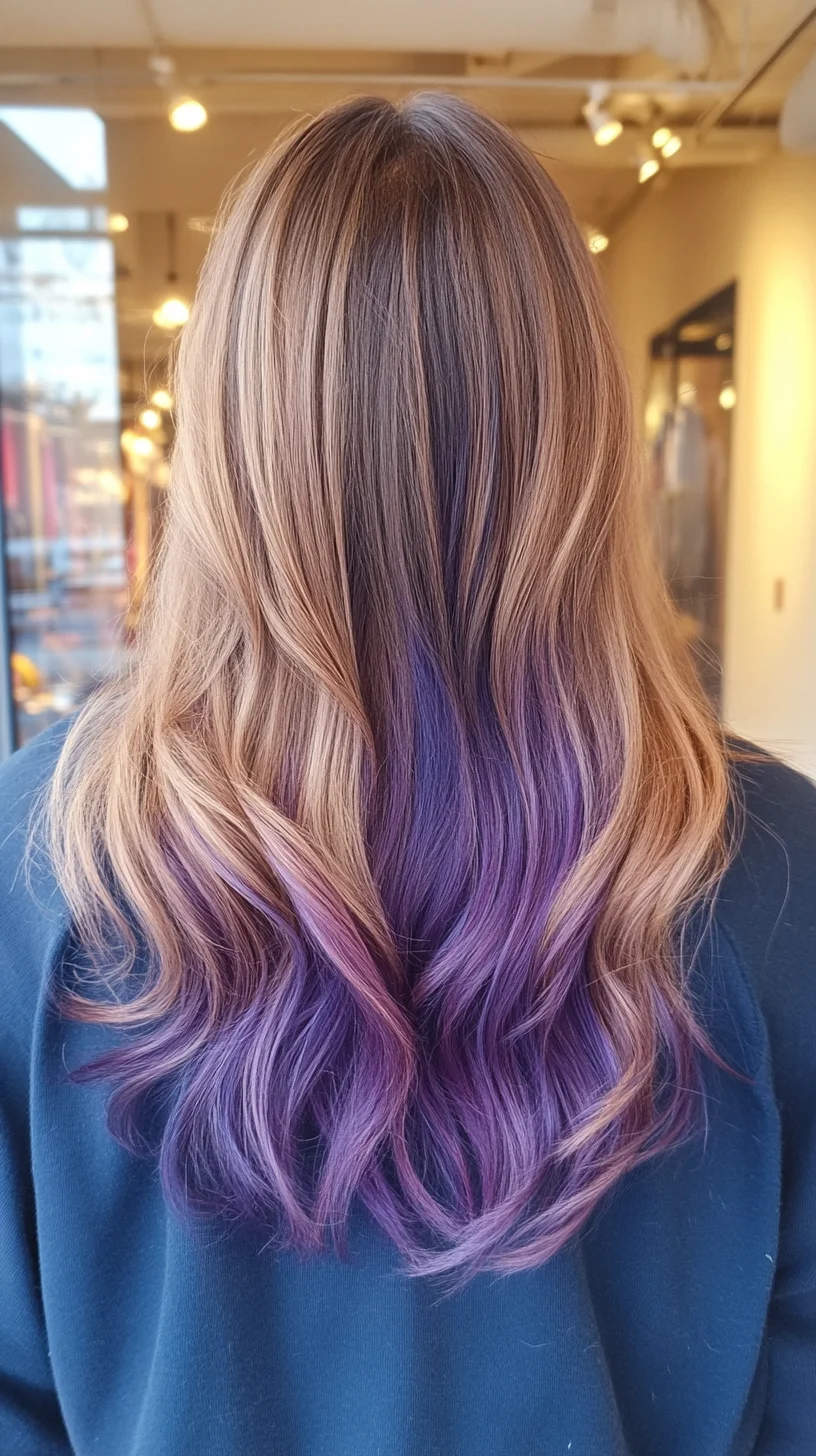 Elevate Your Look with Stunning Purple Ombre Waves for a Bold Statement