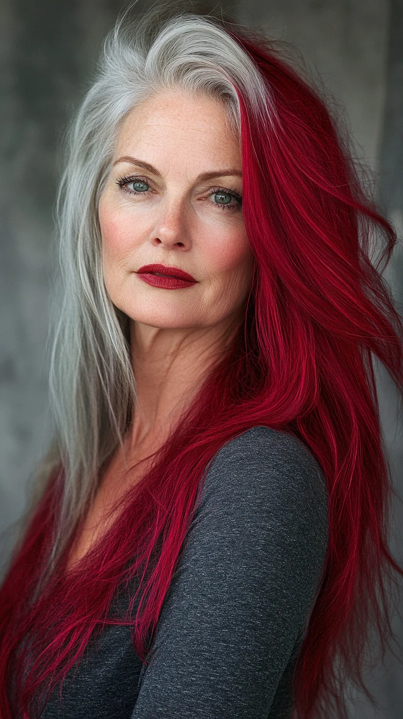 Embrace Bold Elegance with Fiery Red and Silver Locks