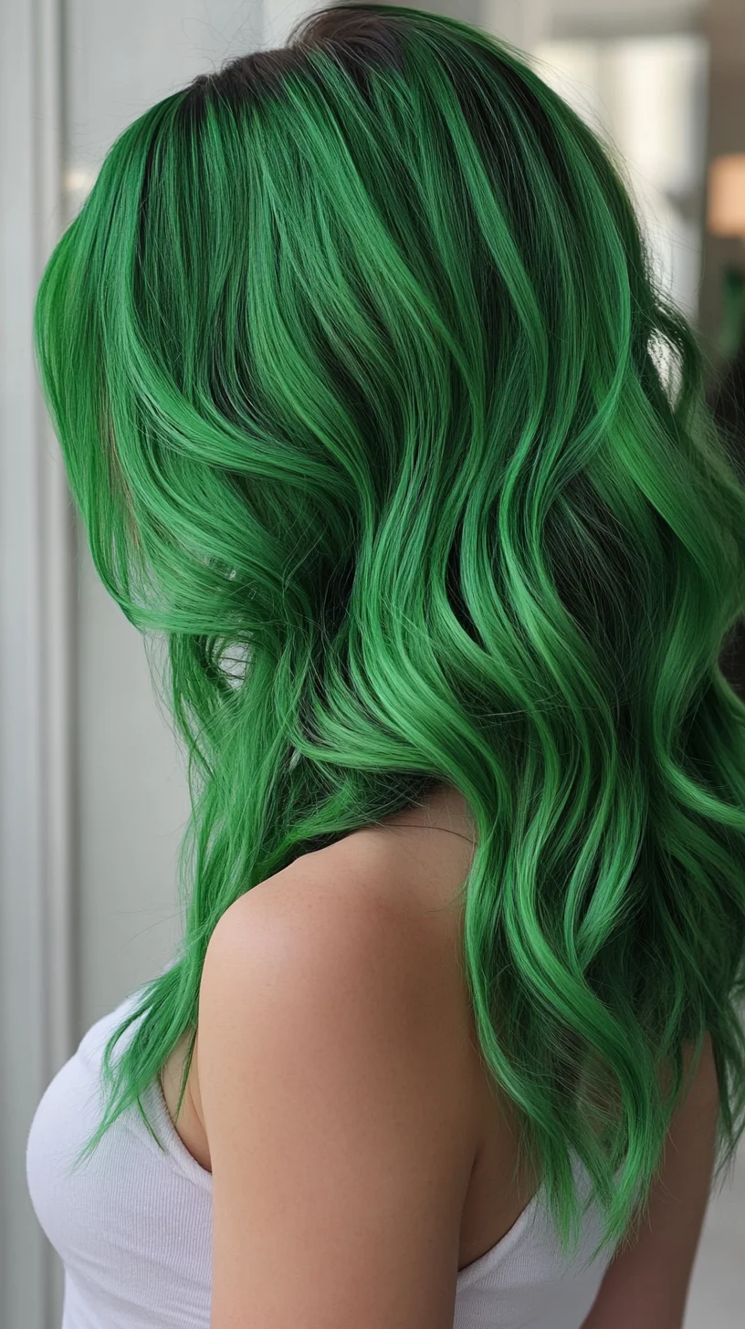 Embrace Boldness with Luscious Green Waves: A Statement Hairstyle