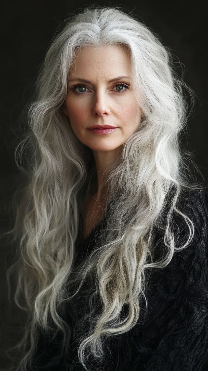 Embrace Elegance: Effortlessly Wavy Silver Locks for Timeless Beauty